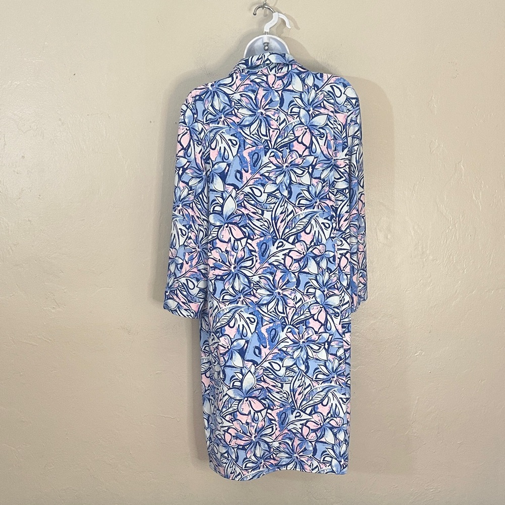Floral Blue and Pink Midi Dress - Picture 3 of 4